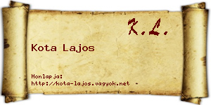 Kota Lajos névjegykártya
